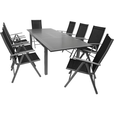 Garnitur BAJAZZO 9-teilig, Aluminium + Kunstgewebe schwarz (1/5)