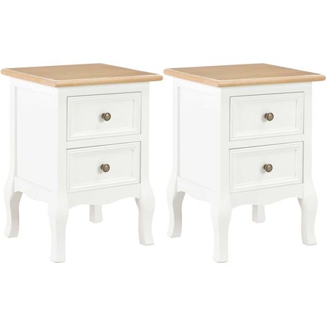 280037  Bedside Cabinet 2 pcs White 35x30x49 cm MDF vidaXL (1/5)