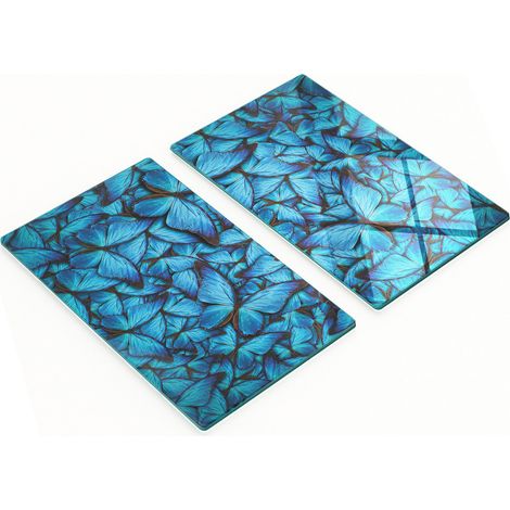 Tablas de cortar decorativas de cristal para cocina con dise帽o de mariposas, 2 x 30 x 52 cm.