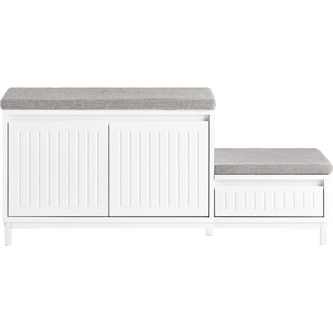 SoBuy Scarpiera con 2 posti Panca con 1 cassetto Panca per ingresso Scarpiera cassettiera per bambini Bianco 100x35x42cm FSR172-W (1/5)