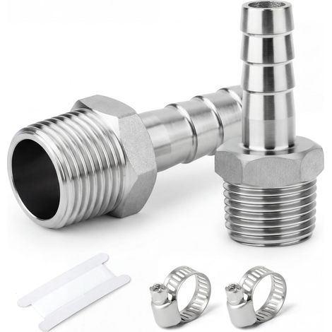 2 Raccords à Compression Pour Tuyau, 16 mm à 1/2" BSP Mâle, Acier Inoxydable 304, Pour Eau Et Usage Industriel (1/5)