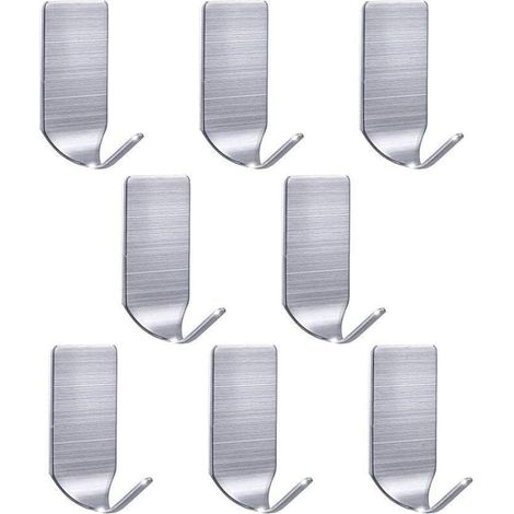 Ganchos de pared resistentes, resistentes al agua, de acero inoxidable, para albornoces, toallas, llaveros, bolsos, luces navideñas, para el hogar, la cocina y el baño, paquete de 8. DEBUNS (1/4)