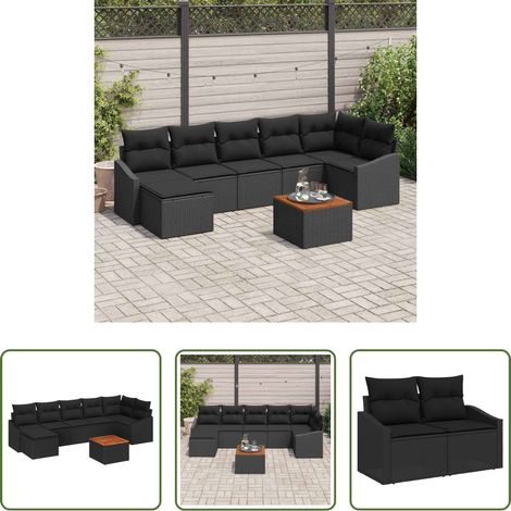 Canapé modulaire - Ensemble de canapé de jardin avec stockage 8 pcs Noir polyrotin (1/5)