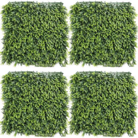 Lot de 4 panneaux de haie artificielle 50×50 cm – mur végétal artificiel, panneau de confidentialité pour jardin et terrasse