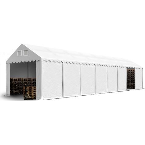 Hangar tente de stockage 4 x 16 m d'élevage de 2,60m de hauteur blanc PVC 800 N imperméables (1/5)