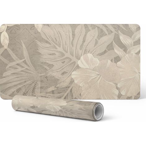 Alfombrilla decorativa para port谩til con dise帽o de hojas tropicales estilo retro, 100x50 cm.