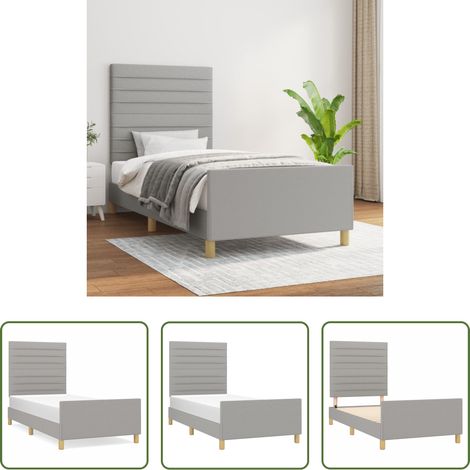 Kopfteil - Bettgestell ohne Matratze Hellgrau 100x200 cm Stoff (1/5)