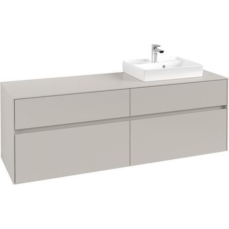 Lavabo VB US Collaro 1600x548x500mm 4 tiroirs, coloris gris clair
