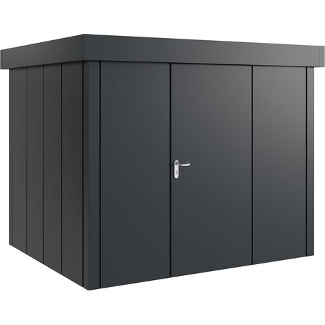 Hörmann Metall-Gerätehaus "Juno" mit Flachdach, JFD9 - Design, 262 x 214 cm (B x T), anthrazit, 1-flüglige Tür, Anschlag rechts (1/5)