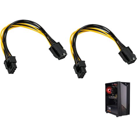 2 Pièces Adaptateur PCIe 6 Broches vers 8 Broches Compatible avec Cartes Graphiques, Câble PCIe 6 Pin vers 8 Pin 20 cm, Connecteur Sécurisé pour GPU (1/5)