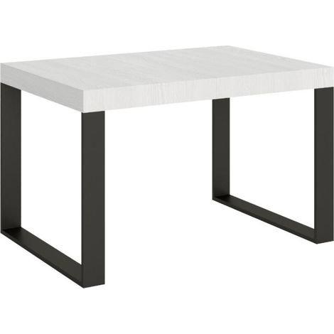 Table à manger moderne blanche et pieds métal anthracite Tiroz 130cm (1/5)