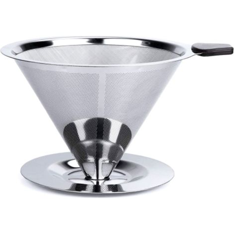 Filtre à Café en Acier Inoxydable avec Support, Dripper Réutilisable pour Méthode de Versement (1/5)