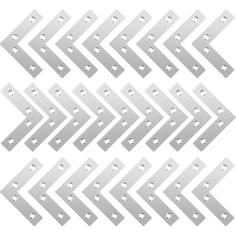 (25 Pièces Équerres Plates Angle en L,Équerres D'angle en Acier Inoxydable,Équerre Angle En Forme De L avec Vis pour Bois Meubles Placard Réparation (1/5)