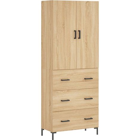 Buffet,Bahut,Meuble de Rangement haut Chêne sonoma 69,5x34x180 cm Bois d'ingénierie CFW36283 (1/5)