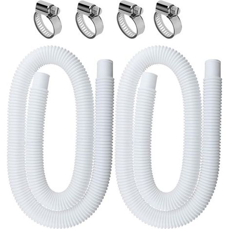 Manguera para piscina - 32 mm, 2 piezas, 1,5 m, manguera de repuesto, apta para bomba y filtro de piscina (blanca) (1/4)