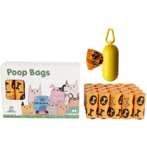 Sacs à déjections d'animaux, sacs biodégradables pour crottes de chat et de chien,Orange Bone 20 volumesnuméro de série15 (1/5)