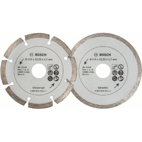 Bosch 2x discos de diamante para azulejos y material de construcción, diámetro: 115 mm - 2607019478