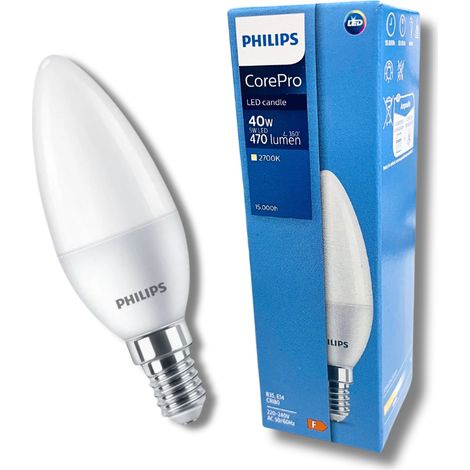 Lampadina LED E14 5W = 40W 470lm 2700K Warm PHILIPS Candela