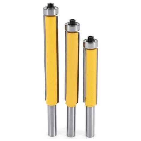 QORVA-Fraise à copier 3Pcs 8mm – Roulement supérieur – Longueur extra-longue – Pour bois dur – Outils de fraisage professionnel