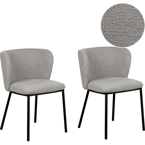 Esszimmerstuhl 2er Set MINA Bouclé Grau (1/5)