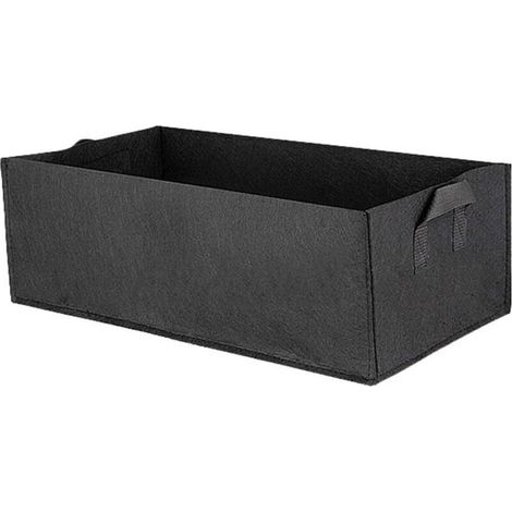 Lot de 1 sac de plantation rectangulaire (60×30×20 cm, noir), bac de plantation surélevé avec poignées, tissu carré ventilé (1/5)