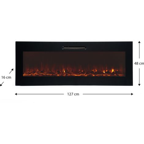 Kekai – Cheminée électrique murale encastrable 2000W – Dimensions 127x16x48 cm – Télécommande incluse – Pour surfaces jusqu'à 30 m² — vue 4