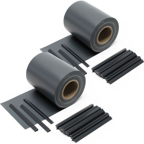 Cinta protección vallas, antracita 70mx19cm, PVC 650g/m², con 40 clips Lámina privacidad (1/4)
