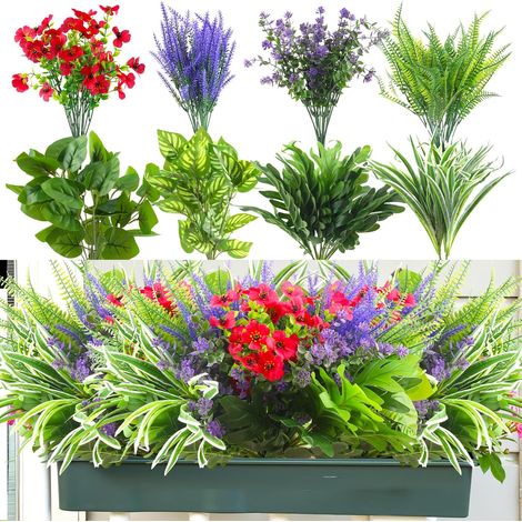22 Pcs Plante Artificielle Exterieur Arbuste Artificiel Exterieur (1/5)