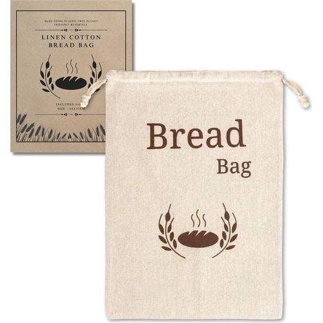 Sac à pain, lin bio extra large 30 x 40 cm 1 x sac à pain réutilisable sac de rangement de nourriture sacs de stockage de pain