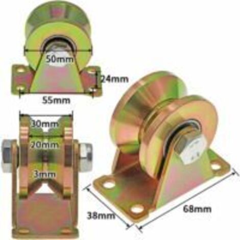 4 Pcs Roue gorge V, roues pour portail coulissant 50mm, roues en acier avec rainure en V, pour portail coulissant, porte d'usine, porte d'allée, capacité de charge 300kg par roulette -Versaille (1/5)