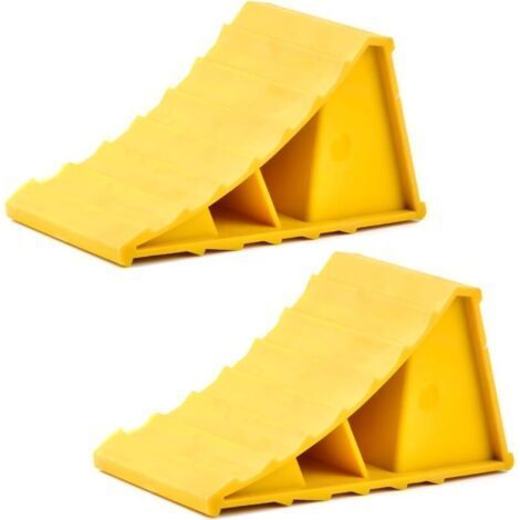 Radkeile, 2 Stück, Antirutschblock, Radkeile, Radkeile für Wohnwagen, Wohnmobil, Auto, Motorrad, Pferdeanhänger – Gelb (1/5)