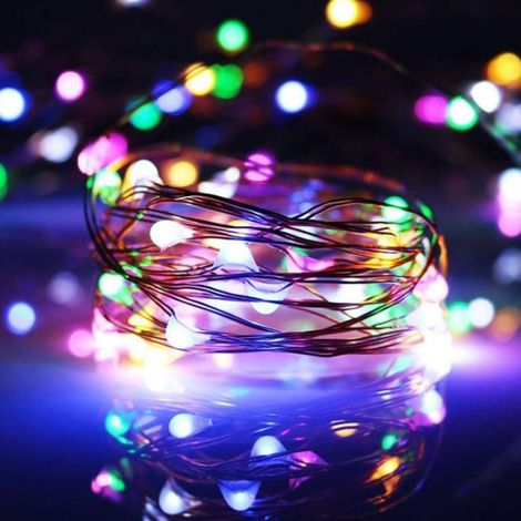 Stringa serie 50 luci di Natale micro led Multicolore rgb a batterie impermeabile e immergibile 5.2 mt IP65 catena per esterno e interno luminarie addobbi e decori natalizi Multicolore 5.2 metri - 50 (1/5)