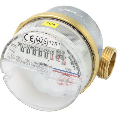 Wohnungswasserzähler "ECO" TWO in ONE 1/2" 80mm Warm- & Kaltwasseruhr (1/5)