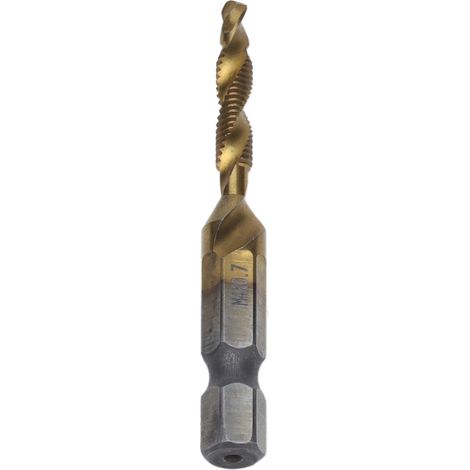 Foret taraudeur à queue hexagonale revêtu de titane, combiné pour vis métriques et bois M4 (1/5)
