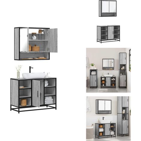 Ensemble de meubles de salle de bain 2 pcs Sonoma gris - Ensemble De Meubles De Salle De Bain - Ensembles De Meubles De Salle De Bain - Armoire De Salle De Bain - Armoire De Rangement De Salle De Bain (1/5)