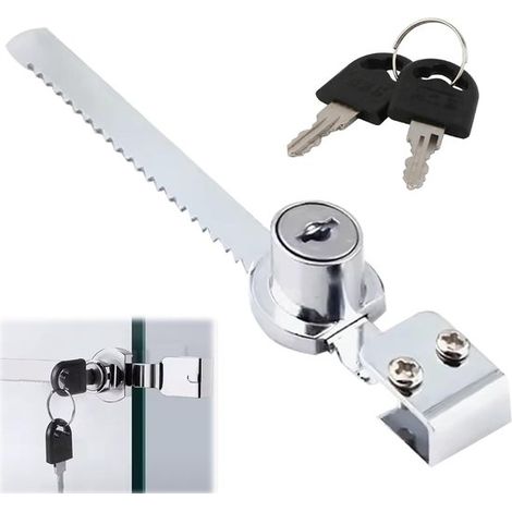 Cerradura deslizante para vitrina con llave, cerradura para vitrina de cristal para vivario, terrario, llave a juego (color plata) (1/5)