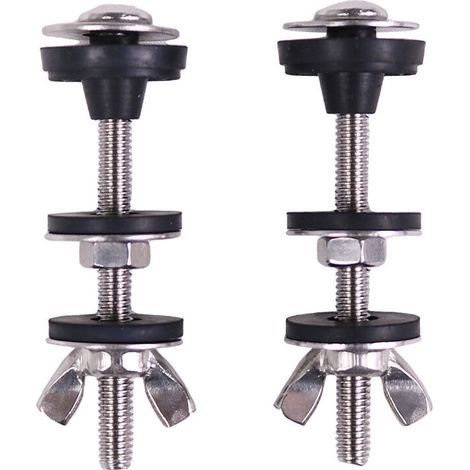 Kit de boulons robustes pour réservoir de toilette universel, en acier inoxydable étanche et rondelle en caoutchouc, avec écrou extra long et vis de fixation, 2 pièces (1/4)