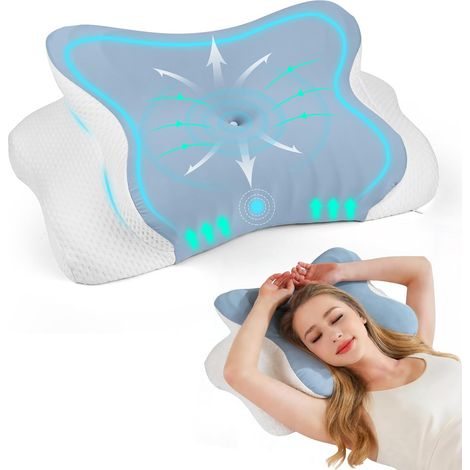 Oreiller Cervical Mémoire de Forme, Oreiller Ergonomique Cervical, Oreillers Orthopédique pour Dormeurs sur Le Côté, Dos et sur Le Ventre, Sommeil pour Les Douleurs Cervicales (1/5)