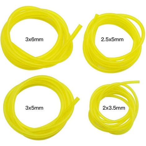 Lot de 4 tuyaux à essence, longueur 1,5 m universel tuyau de carburant outil de jardin pour souffleur tondeuse tronçonneuse tondeuse à gazon accessoires, jaune clair (1/5)