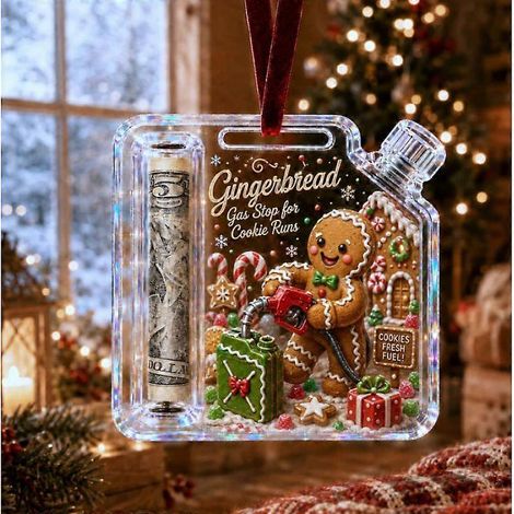 Porte-billets de Noël en acrylique transparent, décoration amusante à suspendre au sapin, ornement de Noël en forme de tirelire, décoration amusante pour offrir de l'argent. (1/4)