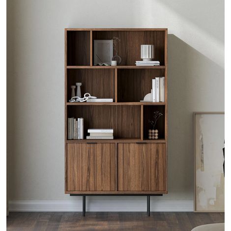 AX LIVING Nordiva Holz Bücherregal 90 cm Warmia Walnut Modern Regal