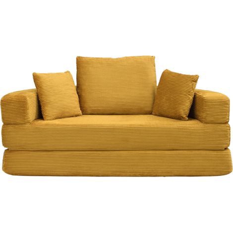 Sofa-lit pliant multifonctionnel en velours côtelé - forme ovale 173x176 cm avec coussins, convertible pour appartement et salon (1/5)