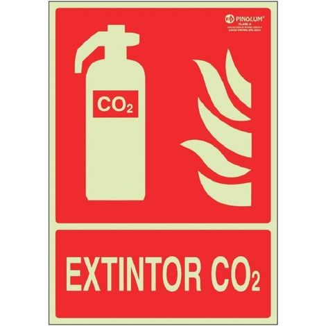 DUVER señal extintor co2. plástico. luminiscente. 297 x 210 mm