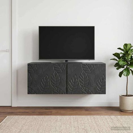 Meuble TV mural 2 portes 78,5 x 41 x 30 cm noir en bois d’ingénierie - PANGIVO (1/5)