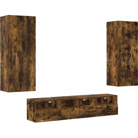 Maison Exclusive - 5-tlg. Wohnwand Räuchereiche Holzwerkstoff (1/5)