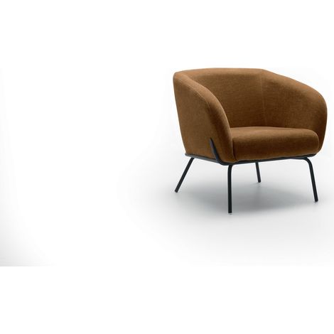 Poltrona Sherry Design Moderno Seduta in Velluto Marrone e Gambe in Metallo Verniciato, Dimensioni 74x75x69 cm per Living Contemporaneo (1/5)
