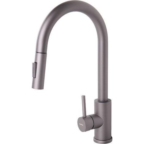 Grifo de cocina antracita inoxidable con manguera extensible 50 cm (1/5)
