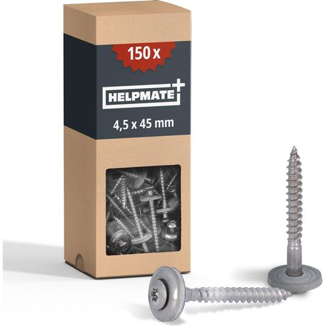 Vis de ferblantier en acier inoxydable A2 4,5x45 mm 150 pièces T20 DIN 7995 tête bombée avec rondelle plate et rondelle EPDM (1/5)