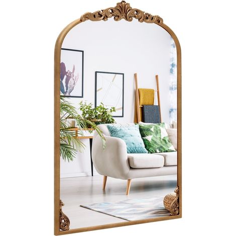 Barocker Wandspiegel, goldener Metallrahmen, 90 x 61 cm (1/5)