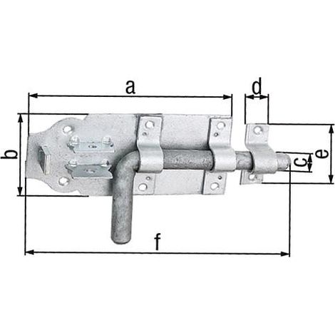 Verrou de box avec passant 210x70mm, galvanisé a chaud